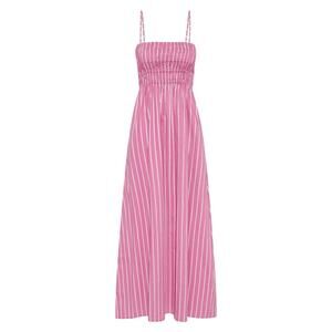 Faithfull The Brand Marieka Midi Dress Adia Stripe Print Lilac - XL